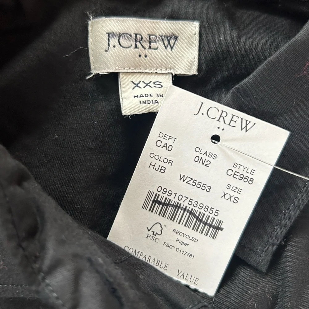 NWT J. Crew | Women’s Black Long Sleeve Button Down Rhinestone Shirt Size XXS